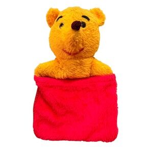 Disney Winnie the Pooh Plush Hand Puppet Yellow Red Classic Bear Toy